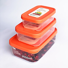Bộ 3 Hộp Nhựa Đựng Thực Phẩm, Thức Ăn Hokkaido Chữ Nhật - Nhựa Cao Cấp Trong Suốt Bền Kín Chịu Nhiệt Cao Tiêu Chuẩn Nhật - Hàng Chính Hãng