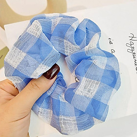 Dây buộc tóc -  Scrunchies kẻ vải mềm không nhăn dễ thương HD69