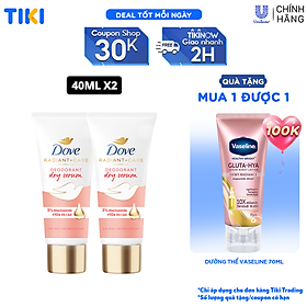 Combo 2 Kem ngăn mùi tinh chất serum vùng cánh cao cấp Dove dành cho nữ với 3% Niacinamide dưỡng da sáng mịn đều màu 40ml