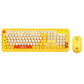 Combo Bàn Phím và Chuột Không Dây Siêu Dễ Thương PSPY K68 Yellow (Màu Vàng) - Hàng Chính Hãng
