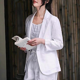 Áo vest balzer Linen bột Premium ve vuông túi bổ trẻ trung ArcticHunter