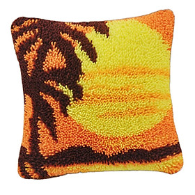 1 Set Latch Hook Kits Pillow Case Cushion Cover 17x17'' - Sunset Landscape