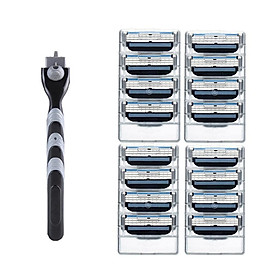 Manual Beard Shaver Razors Hair Shaving Trimmer +16 Pcs 3 Layer Blade Head