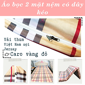 Mua  Caro vàng đỏ  Áo bọc nệm 2 mặt có dây kéo full size vải thun lạnh Việt Nam sợi Jersay vỏ bảo vệ nệm