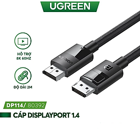 Cáp DisplayPort 1.4 8K 60HZ dây bện dài 1-3m cao cấp UGREEN DP114 hàng chính hãng