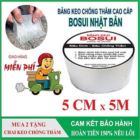 Miếng keo dán ống nước, chống Thấm siêu dính cao cấp Bosui nhật bản khổ 5cm x 5m