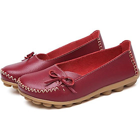 Lady's Flat Loafer Pu Leather Slip On Peas Casual Shoes