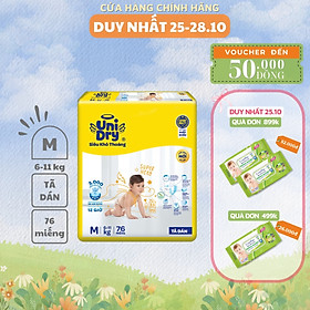 Tã dán UniDry Siêu khô thoáng gói Jumbo mới size M76/L68/XL62