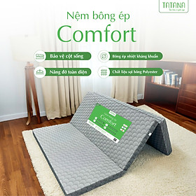Nệm Bông Ép Tatana Comfort Gấp 3- Di chuyển tiện lợi - Độ Cứng Vừa, Nâng Đỡ Cơ Thể, Áo Nệm Nhiều Màu - 120 x 200 cm - 9 cm