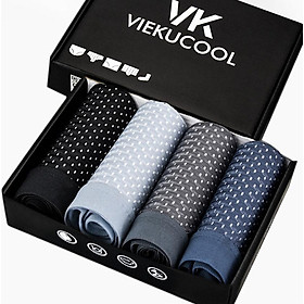 Hộp 4 Sịp Đùi, Quần Lót Boxer Thông Hơi Cao Cấp Dành Cho Nam tặng kèm 1 đôi tất nam - XXL