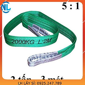 Dây cáp vải cẩu hàng 2 Tấn - bản 50mm - Hệ số 5:1 - 3 Mét cáp thép giá sỉ