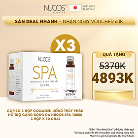 Combo 3 Hộp Collagen uống thủy phân hỗ trợ căng bóng da Nucos Spa 10000​ 10 chai x 50ml