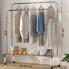 Giá Treo Quần Áo INOX Cao Cấp VANDO Hàng Loại 1 Chịu Lực 160kg Chắc Chắn Giá Kệ Phơi Đồ 2 Thanh Sức Chứa Lớn