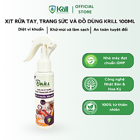 Nước xịt rửa tay, trang sức và đồ dùng KRILL 100ml diệt vi khuẩn, khử mùi và làm sạch, an toàn tuyệt đối