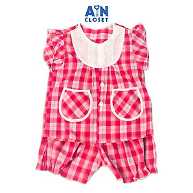 Bộ quần áo ngắn họa tiết Caro trắng đỏ cotton - AICDBGBLLBYY - AIN Closet