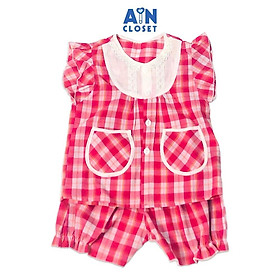 Bộ quần áo ngắn họa tiết Caro trắng đỏ cotton - AICDBGBLLBYY - AIN Closet