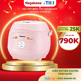 Mua Nồi Cơm Điện Mini Nagakawa NAG0134 Hồng Trắng - Lòng niêu chống dính- 400W-1L - Hàng Chính Hãng