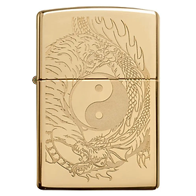 Bật Lửa Zippo Chính Hãng Tiger and Dragon Design - Khắc Hổ Và Rồng Âm Dương Chất Liệu Cao Cấp