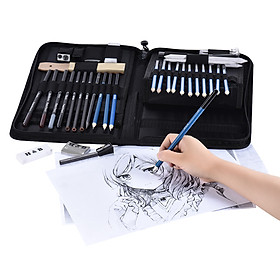 40pcs/ Set Professional Sketching Drawing Pencils Kit Including Sketch Graphite Charcoal Pencils Sticks Erasers