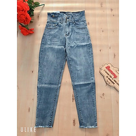Quần jean dài lưng cao bảng bự phối túi Cao Cấp