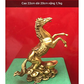 Tượng ngựa trên thỏi vàng bằng đồng MS480