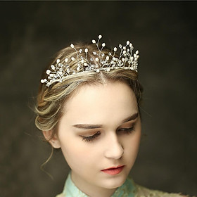 Bridal Rhinestone Pearl Tiara Crowns Crystal Hairband Wedding Hair Costume