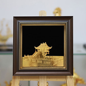 Tranh Chùa Một Cột mạ vàng 24K - Quà tặng lưu niệm cao cấp