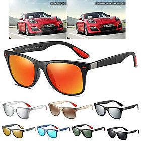 Men Square Color Mirror UV400 Polaroized Sunglasses for Sport Driving