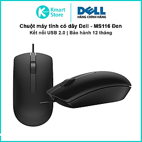 Chuột Có Dây Dell MS116 (Đen) - Hàng Chính Hãng