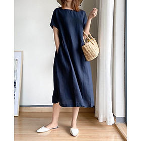 Váy đầm nữ suông trẻ trung vải Cotton Linen tự nhiên thân thiện Đũi Việt