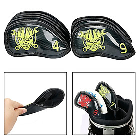 9PCS Golf Iron Covers, Thick PU Leather Golf Club Head Covers Set 4 5 6 7 8 9 P A S Outdoor Golf Sports Equipments