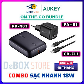 Mua COMBO BỘ PIN SẠC DU LỊCH AUKEY ON THE GO BUNDLE TK-2 (SDP N83 10.000mAh/Củ B1 20W/Cáp PD CL1 Dài 1 2m) - Hàng Chính Hãng