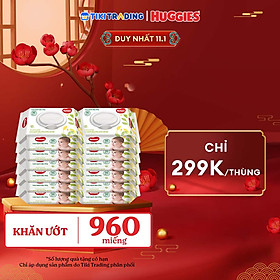 Combo 12 Khăn Ướt Dịu Nhẹ Cho Trẻ Sơ Sinh Huggies (80 Tờ/Gói)