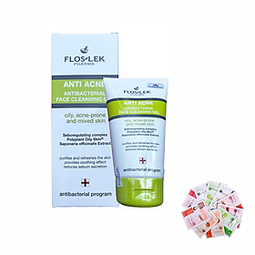 Sữa rửa mặt làm sạch da, diệt khuẩn cho da nhờn mụn Floslek Anti Acne Bacterial Face Cleansing Gel 125ml + Tặng 1 mặt nạ Dermal bất kỳ