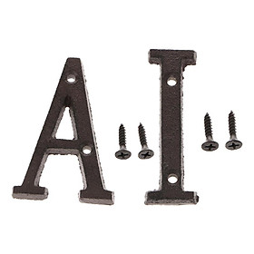 2pc Cast Iron Creative DIY Door Plate Letter Label Sign Wall Home Decor