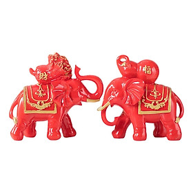 2 Pieces Elephant Statue/ Home Decoration Standing Creative Resin Modern Gifts Figurine/ for Bedroom Office Desktop Living Room Cabinet/