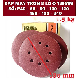 Mua Giấy ráp máy nhám xoa tường 8 lỗ Ø 180mm P40 60 80 100 120 150 180 240 (100 tờ / tập )