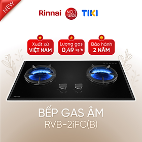 Mua  SP MỚI 2024  Bếp gas âm đầu đốt trong Rinnai RVB-2iFC(B) kích thước lắp đặt linh hoạt  kiềng gang - Hàng chính hãng