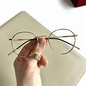 Kính mắt nam nữ dang tròn chất liệu kim loại cao cấp + Tặng phụ kiện hộp kính và khăn lau