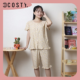Bộ Đồ Nữ Mặc Nhà, Bộ Đồ Ngủ Tole (Lanh) Cổ Tròn Quần Lửng Phối Bèo – 3COSTY. B3BEO Nhiều Họa Tiết