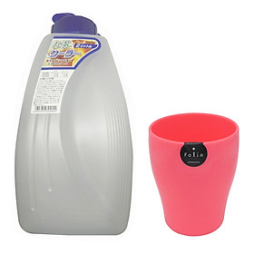 Combo Bình đựng nước 2L + Cốc uống nước cao cấp Folio - Hồng nội địa Nhật Bản