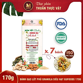 Bánh Gạo Lứt Phủ Granola Siêu Hạt Gufoods Hộp 170g - Thực Phẩm Bổ Sung Dinh Dưỡng Cho Mẹ Bầu, Sau Sinh, Người Ăn Chay, Ăn Kiêng, Giảm Cân, Eat Clean, Hàm Lượng Giàu Protein Và Chất Xơ