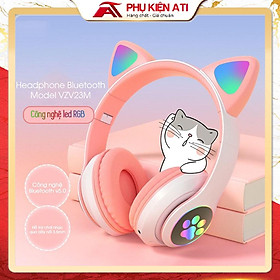 Mua Tai nghe Mèo màu hồng kết nối Bluetooth  chụp tai Headphone Tai Mèo Dễ Thương Có Mic Âm Bass Mạnh Mẽ VZV-23M - ATI