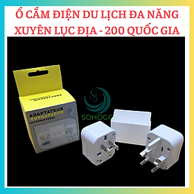 Hình ảnh Ổ cắm du lịch đa năng xuyên lục địa 200 Quốc Gia-Ổ cắm chuyển đổi nguồn phù hợp với chuẩn của Châu Âu, Mỹ, Úc, Nhật Bản-Ổ cắm điện đa năng du lịch Universal Travel Adapter nhiều đầu