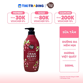 Sữa tắm cao cấp Hàn Quốc Aekyung Showermate Natural Cranberry (Hương Nam Việt Quất tươi mát) 500ml