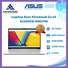 Laptop Asus Vivobook Go 14 E1404FA-NK177W (Ryzen 5 7520U | 16GB | 512GB | 14 inch FHD | AMD Radeon Graphics | Win 11 | Bạc) - Hàng Chính Hãng