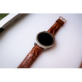 Mua Dây đeo da chân đà điểu cho đồng hồ Samsung và Huawei Size 20 - 22 - Khâu tay thủ công - Màu nâu