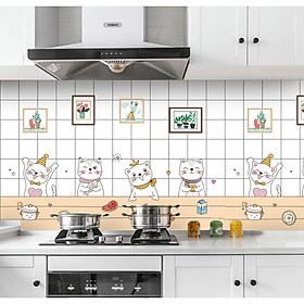 Cuộn 3 MÉT Decal giấy dán bếp tráng nhôm cách nhiệt khổ 60cm mèo khung hình