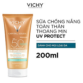 Kem Chống Nắng Toàn Thân Vichy Dạng Gel Sữa Không Gây Nhờn Rít Capital Soleil Wet Skin Gel SPF 50+++ 200ml