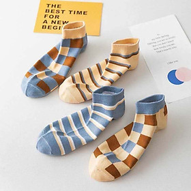Set 6 Đôi Tất vớ nam nữ cổ thấp vintage Hàn Quốc cực đẹp TN59 Siêu mềm mại